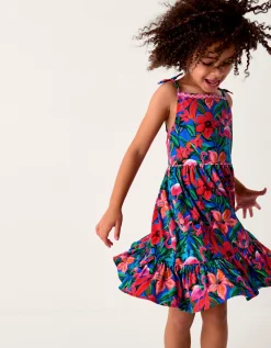 Tropical Print Jersey Beach Dress Pink