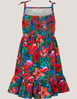 Tropical Print Jersey Beach Dress Pink