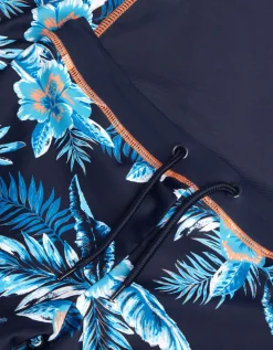 Tropical Print Rash Vest & Swim Shorts Blue