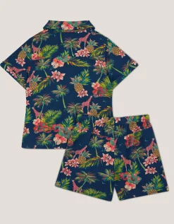 Tropical Print Shirt and Shorts Set Multi