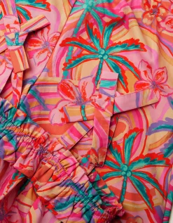 Tropical Swirl Tank Top & Trousers Set Orange