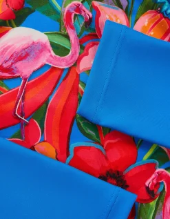 Tropical UPF50+ Long Sleeve Swimsuit Blue
