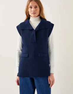Uma Knitted Utility Vest Blue