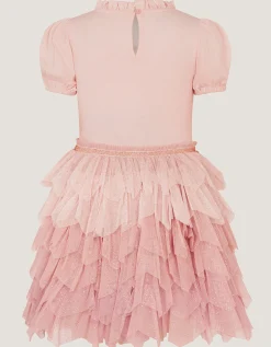 Unicorn Embellished Tiered Disco Dress Pink