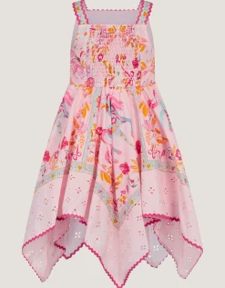 Unicorn Print Hanky Hem Dress Pink