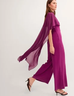 Valerie Cape Wide Leg Jumpsuit Purple