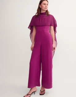 Valerie Cape Wide Leg Jumpsuit Purple