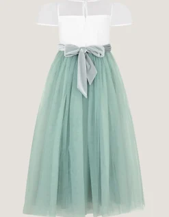 Velvet Bow Bridesmaid Dress Green