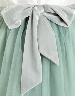Velvet Bow Bridesmaid Dress Green