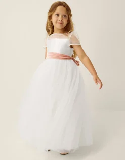 Velvet Bow Bridesmaid Dress Ivory