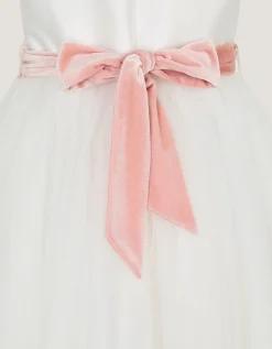 Velvet Bow Bridesmaid Dress Ivory