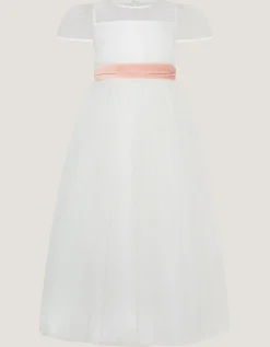 Velvet Bow Bridesmaid Dress Ivory