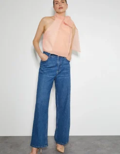 Vera Sleeveless Organza Pussybow Top Pink
