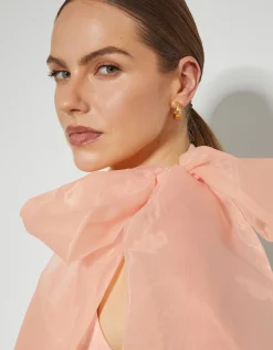 Vera Sleeveless Organza Pussybow Top Pink