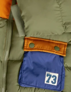 Water-Resistant Colourblock Puffer Jacket Multi