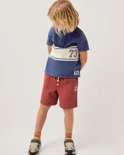 Whipstitch Drawstring Shorts Red
