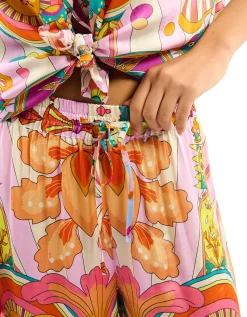 Wild Yseult Print Wide Leg Trousers Pink