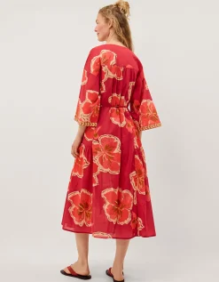 Yasmin Floral Midi Tunic Dress Pink