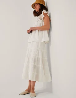 Zadie Broderie Frill Top White