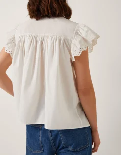 Zadie Broderie Frill Top White