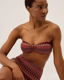 Zaria Knit Bandeau Bikini Top Red