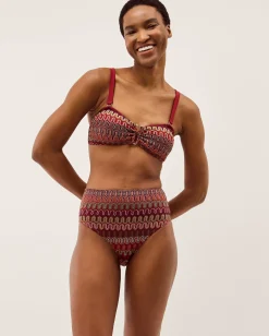 Zaria Knit Bandeau Bikini Top Red